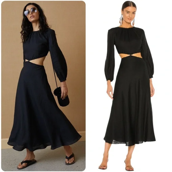Bec & Bridge | Dresses | Bec Bridge Madeleine Cutout Linen Midi Dress Black  6 Us | Poshmark